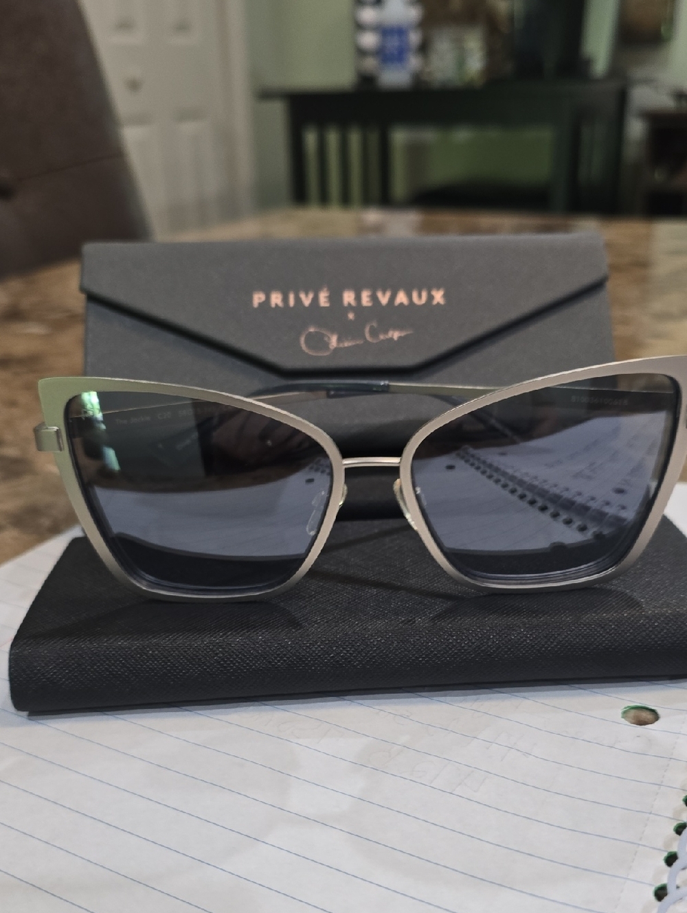 Privé Revaux & Olivia Culpo The Jackie Sunglasses - Silver Frame, Gray Lenses